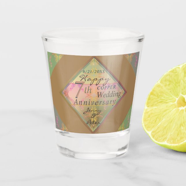 Vaso De Chupito 7.º Aniversario del Boda del Cobre (Anverso)