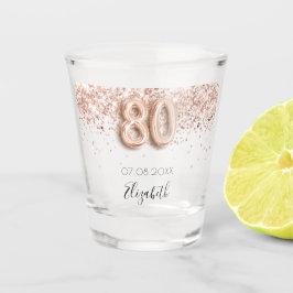 Vaso De Chupito 80.º rosa de cumpleaños nombre de confetti dorado