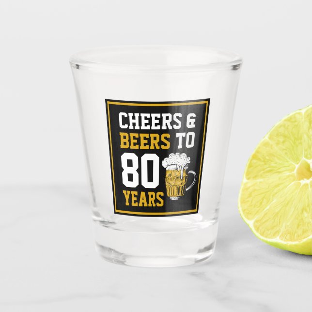 Vaso De Chupito 80 años de júbilo y cerveza a 80 años (Anverso)