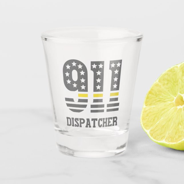 Vaso De Chupito 911 Dispatcher USA Flag Thin Yellow Line Emergency (Anverso)