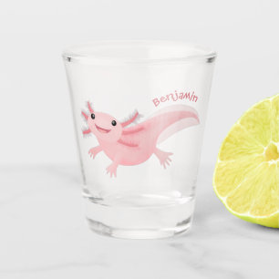 Vaso De Chupito Aaxolotl lindo rosa feliz
