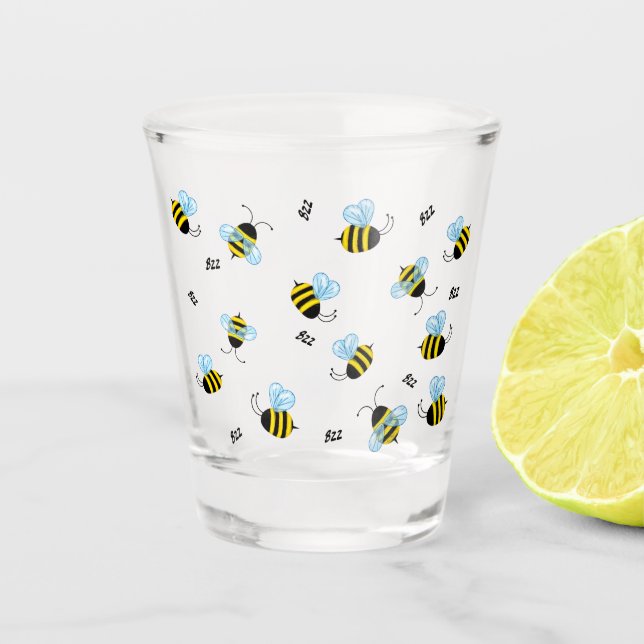 Vaso De Chupito Abejas de miel bulliciosas abejas (Anverso)
