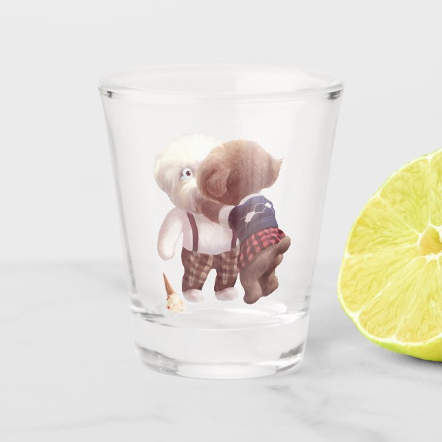 Vaso De Chupito Abrazo de perros pequeños (Anverso)