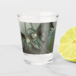 Vaso De Chupito Abstracto Olive Sage Green Grey Fractal Art Fantas