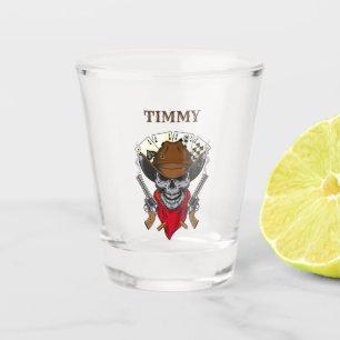 Vaso De Chupito Aces N. Ocho cráneo de vaquero con nombre