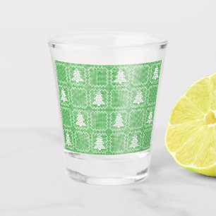 Vaso De Chupito Acogedor patrón de suéter feo de árbol de Navidad 