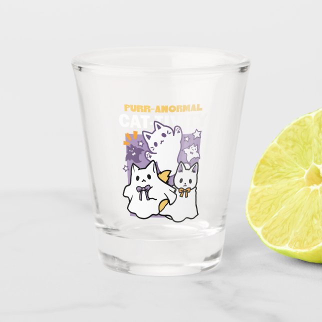 Vaso De Chupito Actividad purranormal para gatos - Diseño de gatos (Anverso)