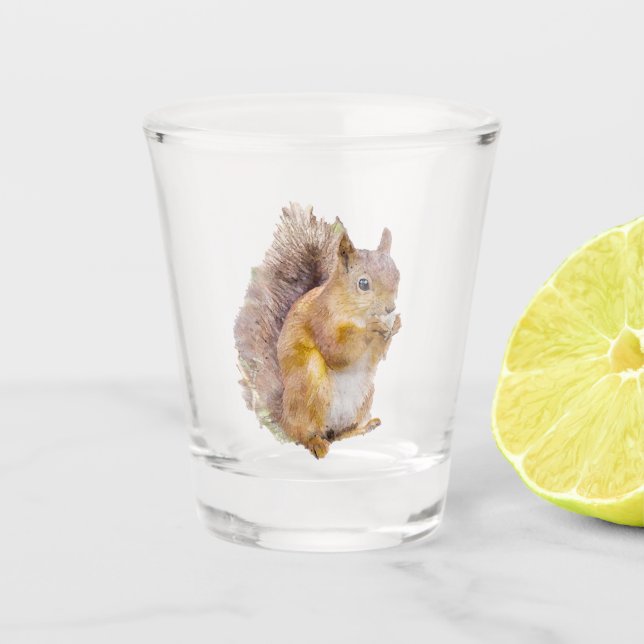 Vaso De Chupito Acuarela de ardilla roja (Anverso)