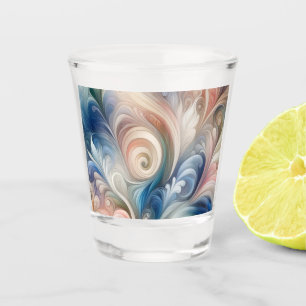 Vaso De Chupito Acuarela Fantasía Pastel Floral Azul & Crema