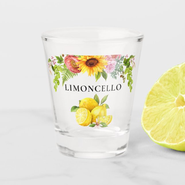 Vaso De Chupito Acuarela Lemons Vegetación Floral Limoncello (Anverso)