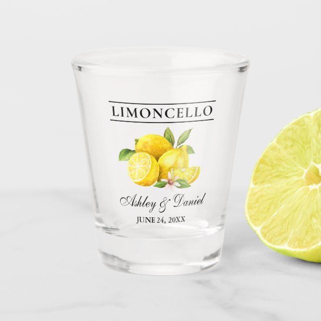 Vaso De Chupito Acuarela Lemons Verdor Limoncello Boda (Anverso)