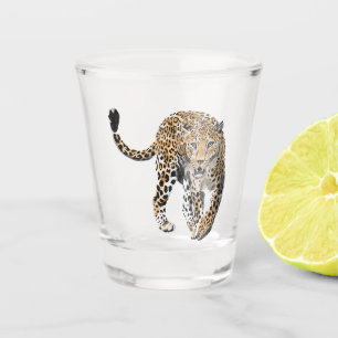 Vaso De Chupito acuarela leopardo gato de la selva animal pintado 