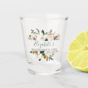 Vaso De Chupito Acuarela Magnolia Rosas Bachelorette Verde