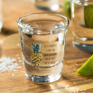 Vaso De Chupito Acuarela moderna piña y cita graciosa positiva