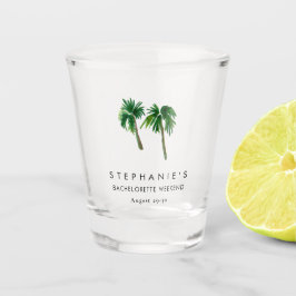 Vaso De Chupito Acuarela Palmeras Tropicales Despedida de Soltera 