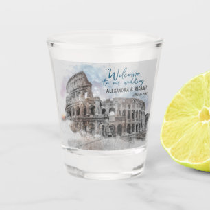 Vaso De Chupito Acuarela Roma, Italia Glass caliente - Artístico
