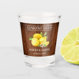 Vaso De Chupito Acuarela Rustic Wood Lemons Boda Limoncello