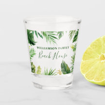 Acuarela Verde tropical Casa de playa familiar