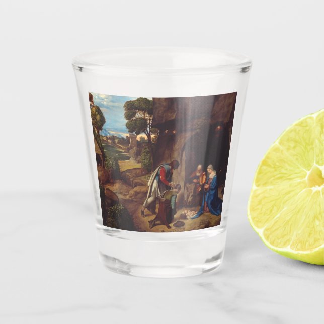 Vaso De Chupito Adoración de Pastores por Giorgione (Anverso)