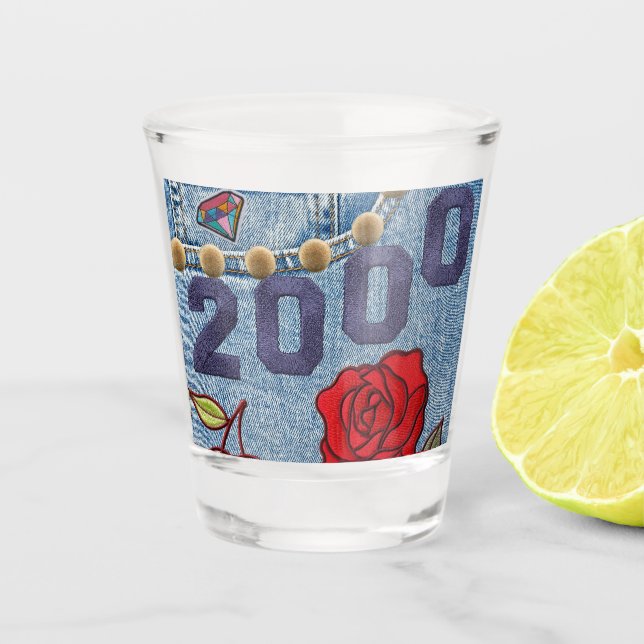 Vaso De Chupito Afiche de época 2000 Cumpleaños o Reunión (Anverso)