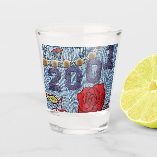 Vaso De Chupito Afiche de época 2001 Cumpleaños o Reunión (Anverso)