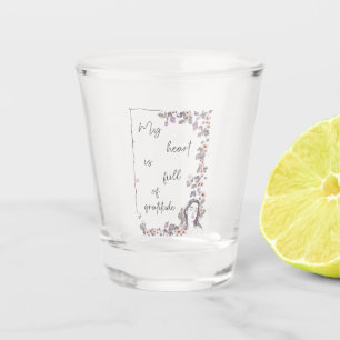 Vaso De Chupito Afirmación de Gratitud. Mentalidad Positiva Floral