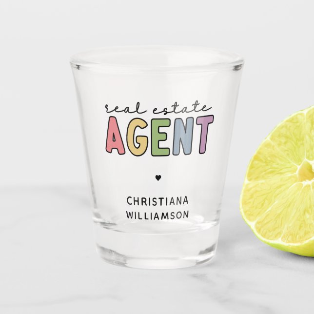 Vaso De Chupito Agente inmobiliario de nombre personalizado | Rega (Anverso)