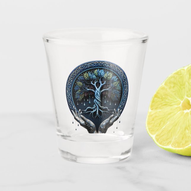 Vaso De Chupito Agua y sabiduría: El místico árbol celta de la vid (Anverso)