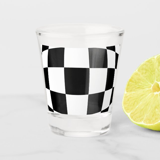 Vaso De Chupito Ajedrez blanco y negro (Anverso)