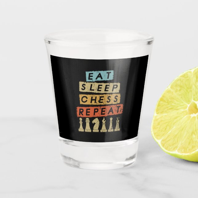 Vaso De Chupito Ajedrez - Come Duerme Ajedrez Repite (Anverso)