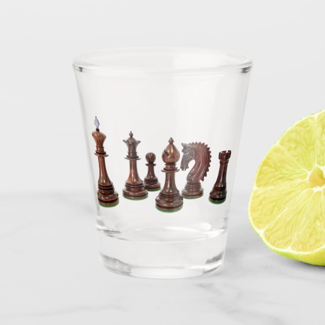 Vaso De Chupito Ajedrez de vidrio caliente (Anverso)