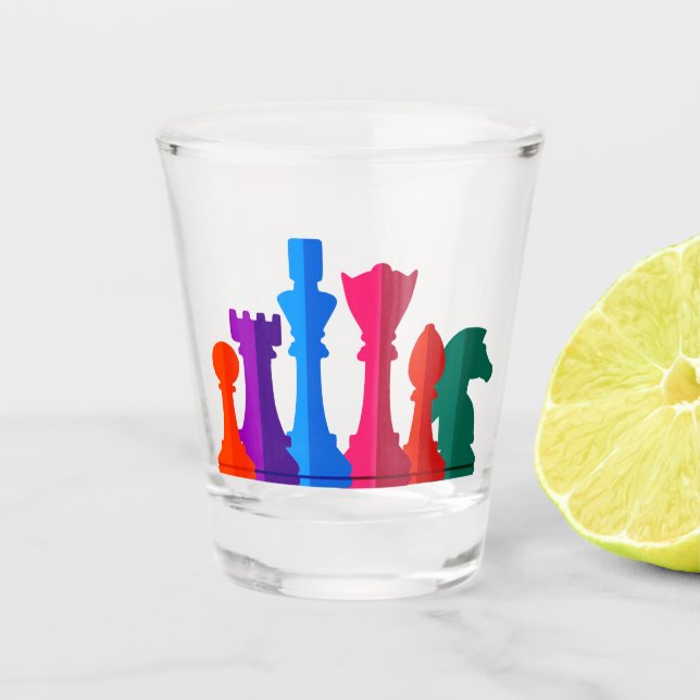 Vaso De Chupito Ajedrez de vidrio caliente (Anverso)