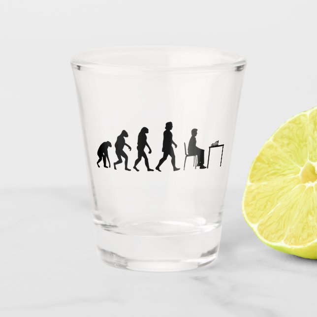 Vaso De Chupito Ajedrez - Evolución del jugador de ajedrez (Anverso)