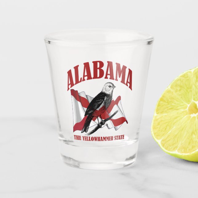 Vaso De Chupito Alabama, el estado de Yellowhammer (Anverso)