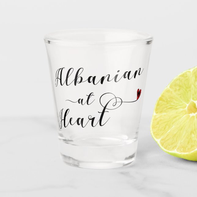 Vaso De Chupito Albanés en el corazón, amo a Albania (Anverso)