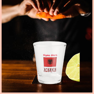 Vaso De Chupito Albania y bandera albanesa con personalización roj