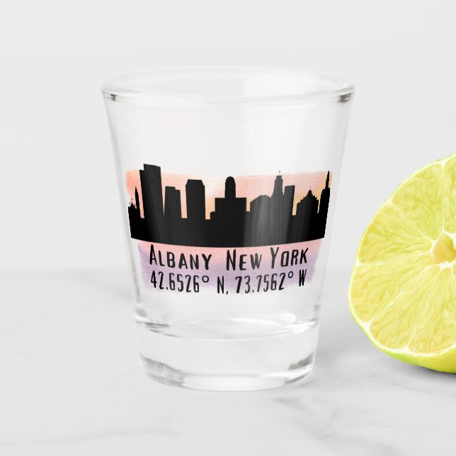 Vaso De Chupito Albany NY City Skyline (Anverso)