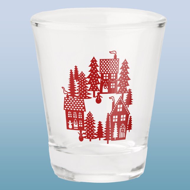 Vaso De Chupito Aldea de los navidades (Christmas Village holiday shot glass)