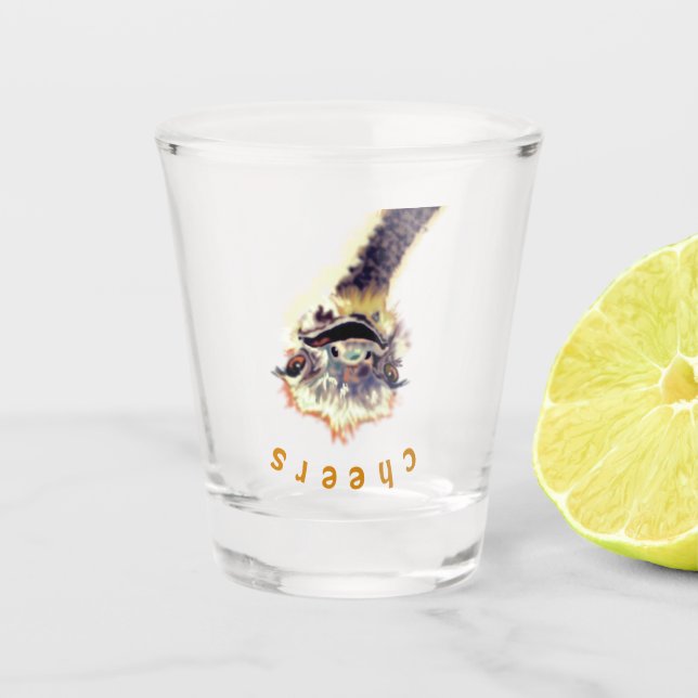 Vaso De Chupito Alegres de vidrio de avestruz (Anverso)