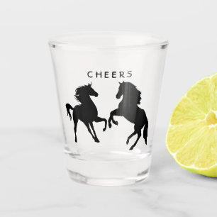 Vaso De Chupito Alegría de vidrio caliente a caballo par - Texto P