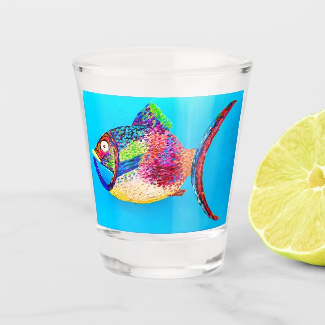 Vaso De Chupito Algo De Vidrio De Pescado (Anverso)