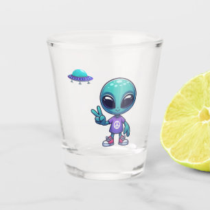 Vaso De Chupito Alien y barco espacial por la paz