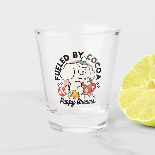 Vaso De Chupito Alimentado por los sueños de cacao y cachorro - Pe (Anverso)