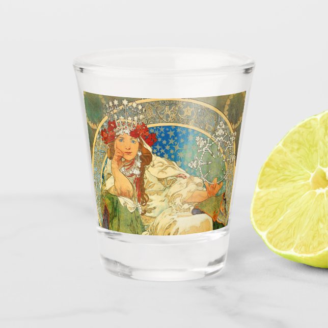 Vaso De Chupito Alphonse Mucha Art Nouveau Princess Hyacinth (Anverso)