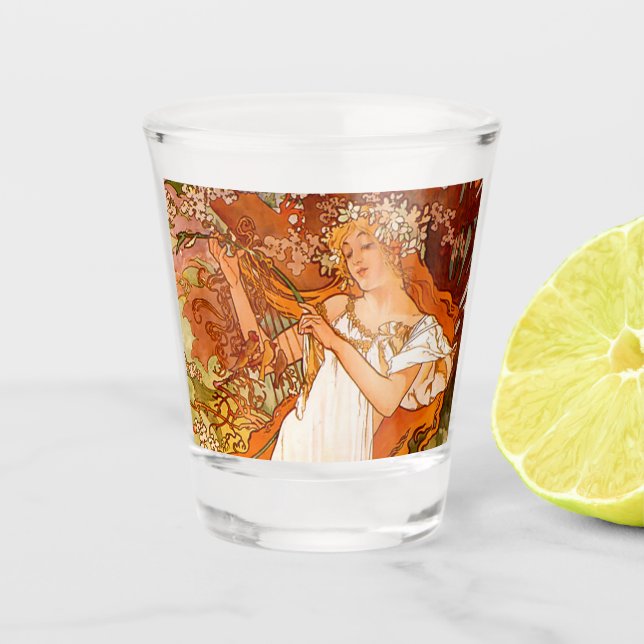Vaso De Chupito Alphonse Mucha modernidad primavera (Anverso)