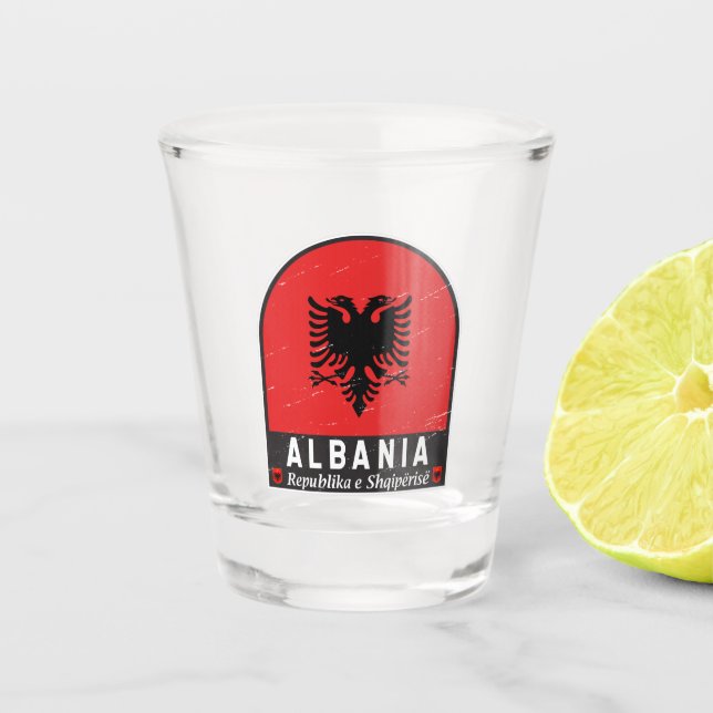 Vaso De Chupito Alteración de emblema de la bandera de Albania (Anverso)