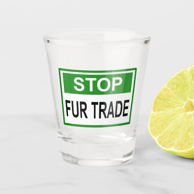 Vaso De Chupito Alto al Rótulo de Comercio de Pieles Verde (Anverso)