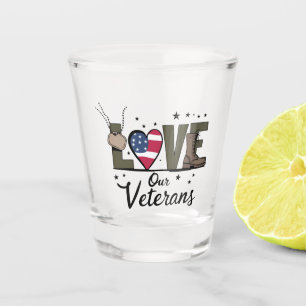Vaso De Chupito Ama nuestro día de los veteranos Orgulloso día del