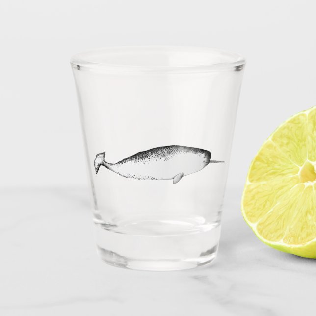 Vaso De Chupito Amante de ballenas del Ilustracion marino Narhwal  (Anverso)