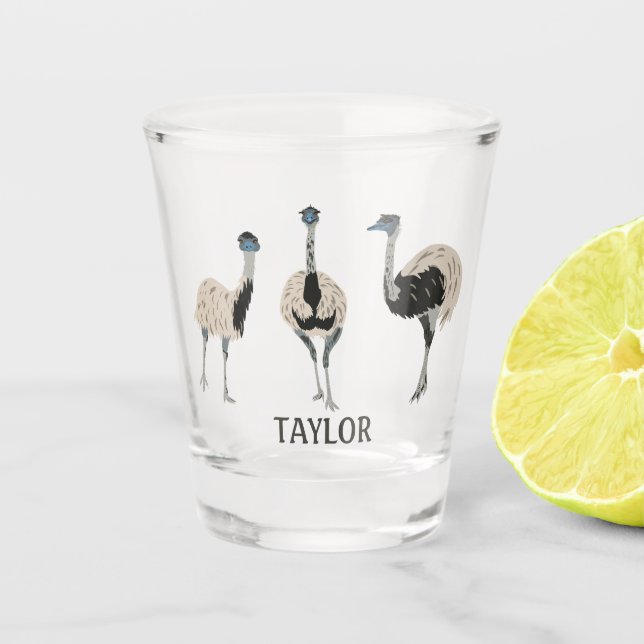 Vaso De Chupito Amantes de las aves de Emus Personalizados (Anverso)